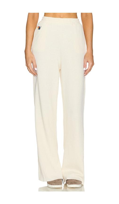 Aviator Nation Wide Leg Womens Pocket Sweatpants in Cream by AVIATOR NATION