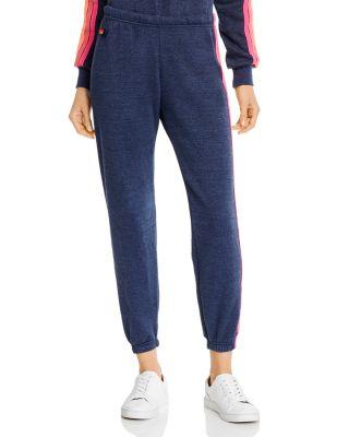 Rainbow-Stripe Sweatpants in Heather Navy/Neon Stripe by AVIATOR NATION