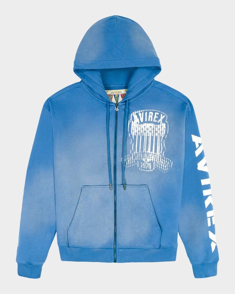 Men's Distress Icon Patch Washed Full-Zip Hoodie by AVIREX