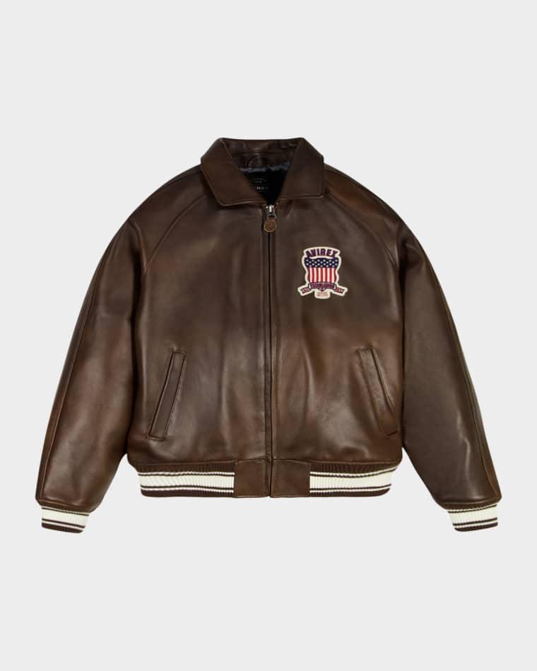 Men's Icon Leather Bomber Jacket by AVIREX