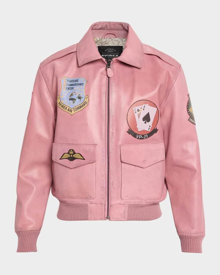 Men's Leather Flight Aviator Jacket by AVIREX