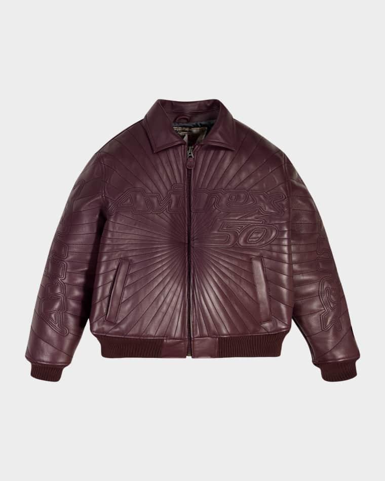 Men's Trapunto Leather Jacket by AVIREX Men's Trapunto Leather Jacket by AVIREX