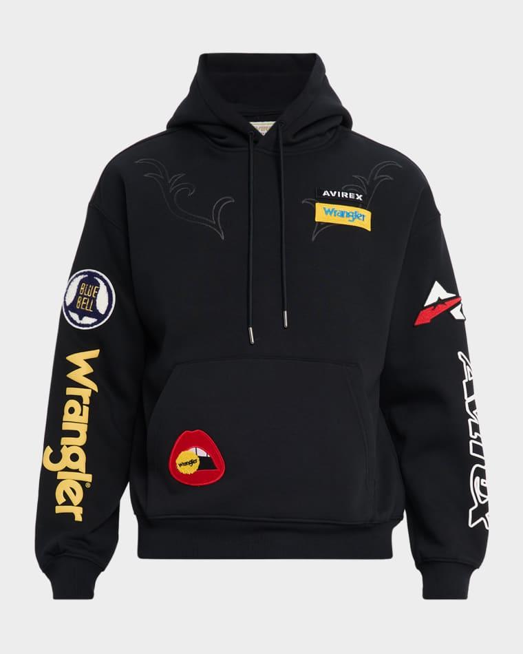 x Wrangle Men's Multi-Patch Cotton Hoodie by AVIREX