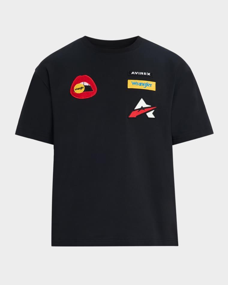 x Wrangle Men's Multi-Patch Crewneck T-Shirt by AVIREX