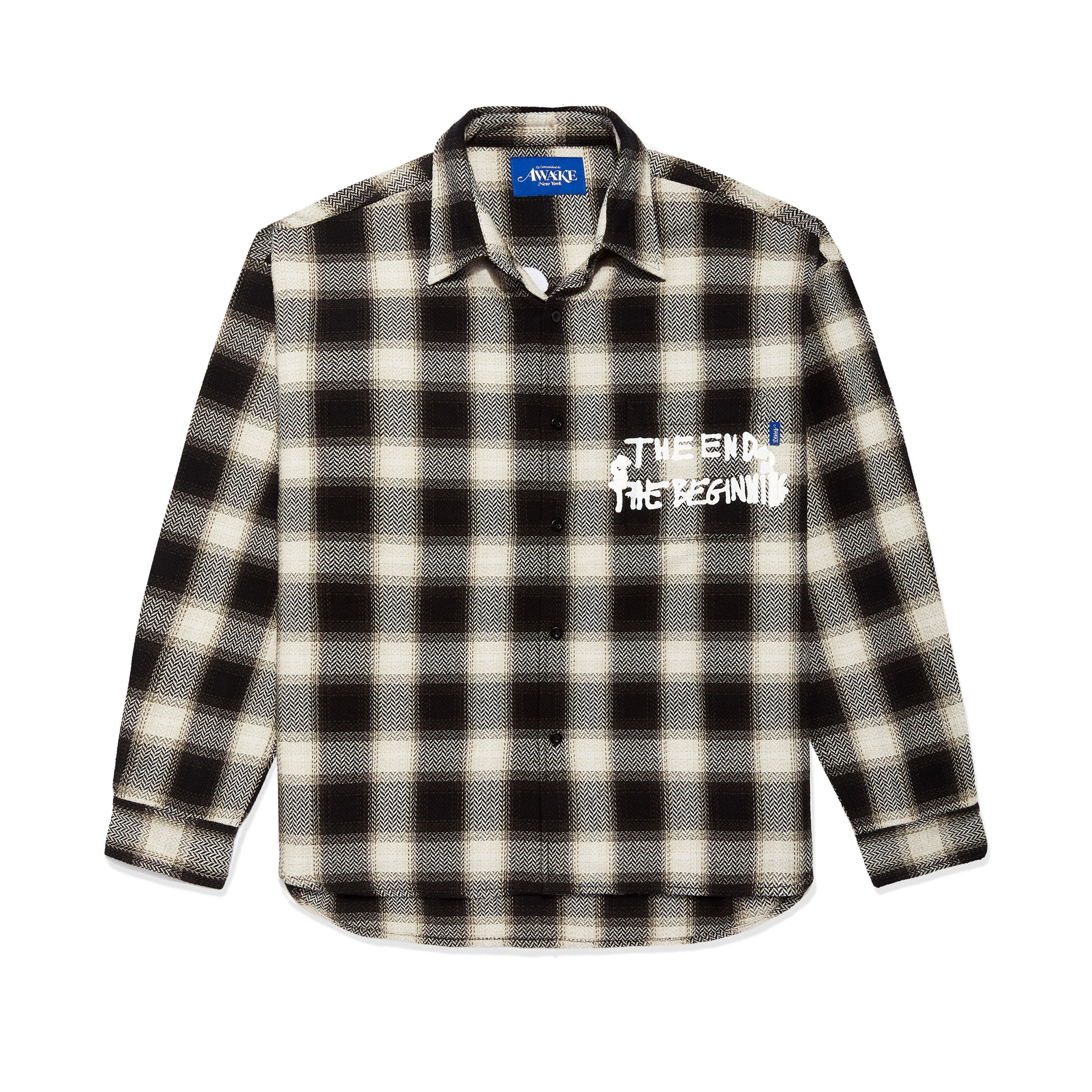 Awake NY - End and Beginning Embroidered Flannel - (Cream/Black) by AWAKE NY