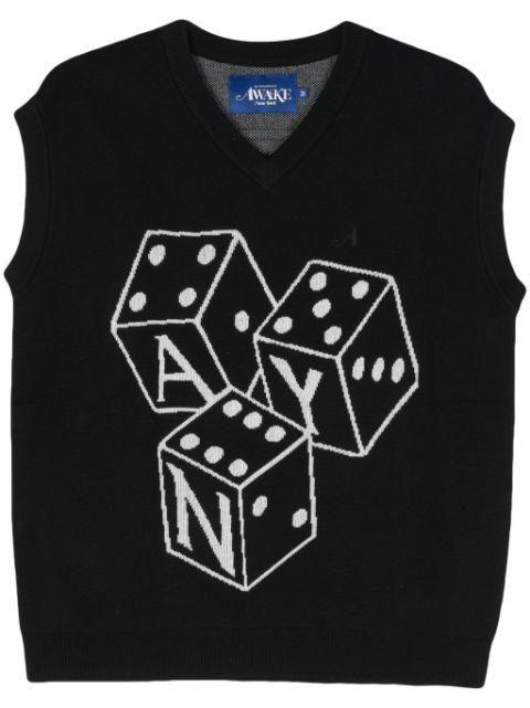 Dice logo-jacquard vest by AWAKE NY