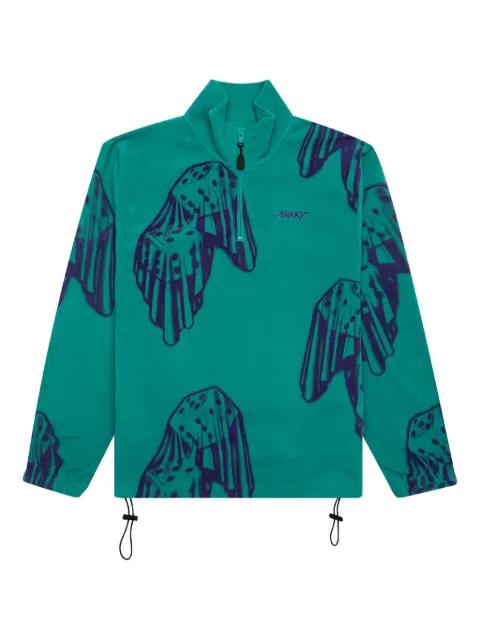 Dice-print fleece quarter-zip sweatshirt by AWAKE NY