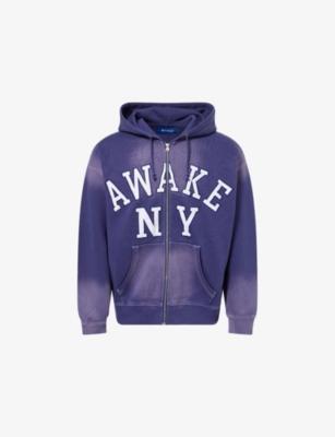 Logo-Embroidery Faded Zip-Through Cotton-Jersey Hoody by AWAKE NY