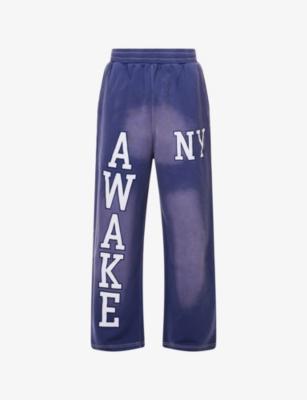 Text Logo-Embroidered Cotton Jogging Bottoms by AWAKE NY