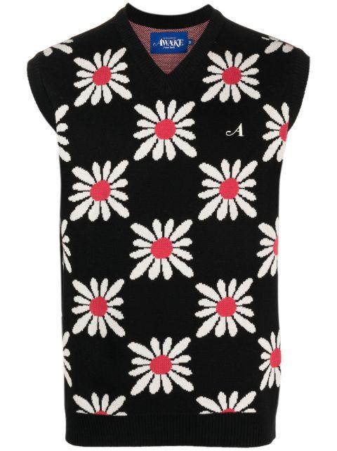 floral-print knitted vest by AWAKE NY