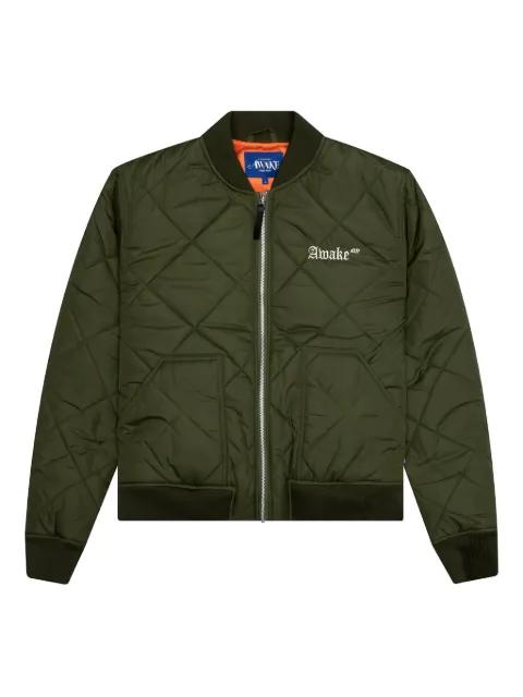 logo-embroidered quilted bomber jacket by AWAKE NY