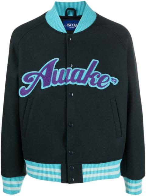 logo-print wool-blend bomber jacket by AWAKE NY