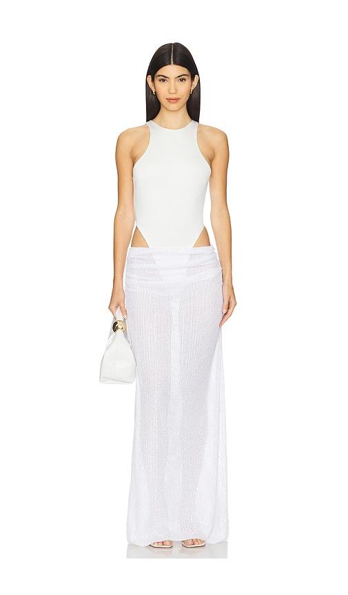AWAVE Studio Bodysuit And Long Skirt Set in White by AWAVE STUDIO