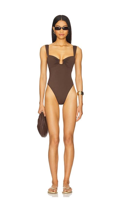 Away That Day Cannes One Piece Swimsuit in Brown by AWAY THAT DAY