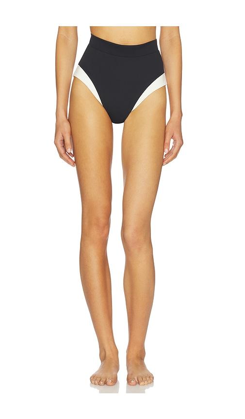 Away That Day Cote D'azur Bikini Bottom in Black,Ivory by AWAY THAT DAY