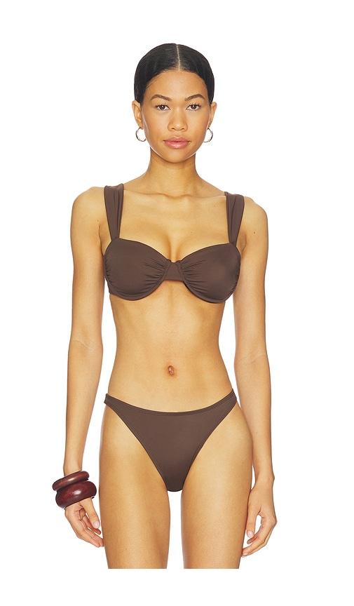 Away That Day Isla Del Sol Bikini Top in Brown by AWAY THAT DAY
