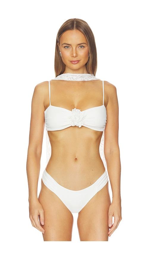 Away That Day X Gigi & Olive Barbuda Top With Lace Scarf in White by AWAY THAT DAY