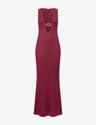 Dominica Plunge-Neck Crochet Maxi Dress by AWAY THAT DAY