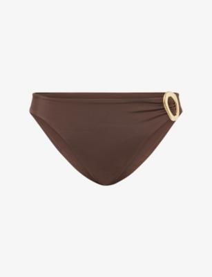 Samoa Plaque-Embellished Bikini Bottoms by AWAY THAT DAY