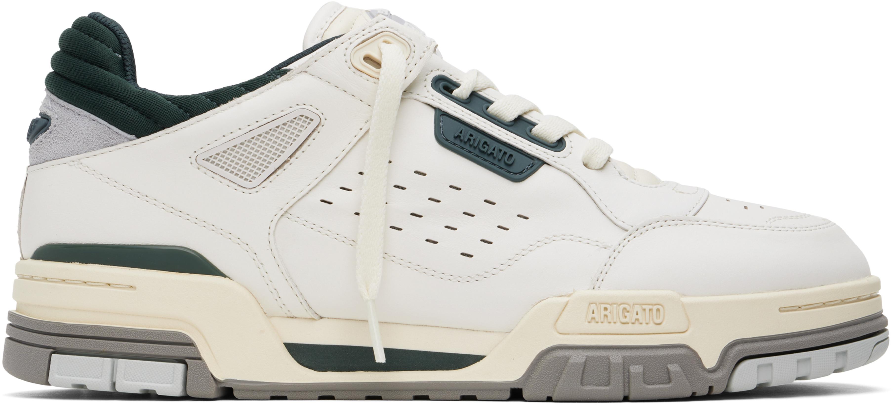 White & Green Onyx Sneakers by AXEL ARIGATO