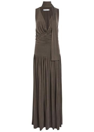 Alyve scarf-effect brushed jersey maxi dress by AYA MUSE