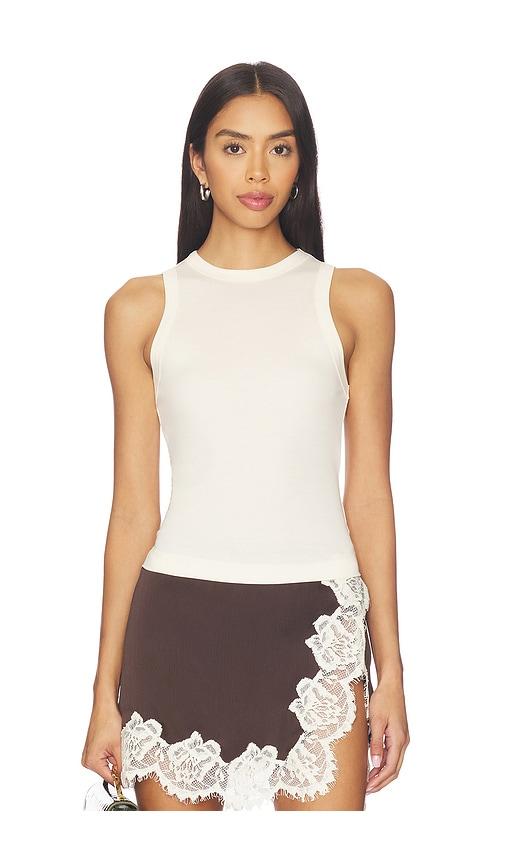 Aya Muse Jersey High Neck Tank in Cream by AYA MUSE