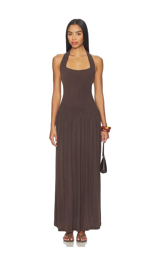 Aya Muse Quill Dress in Chocolate by AYA MUSE