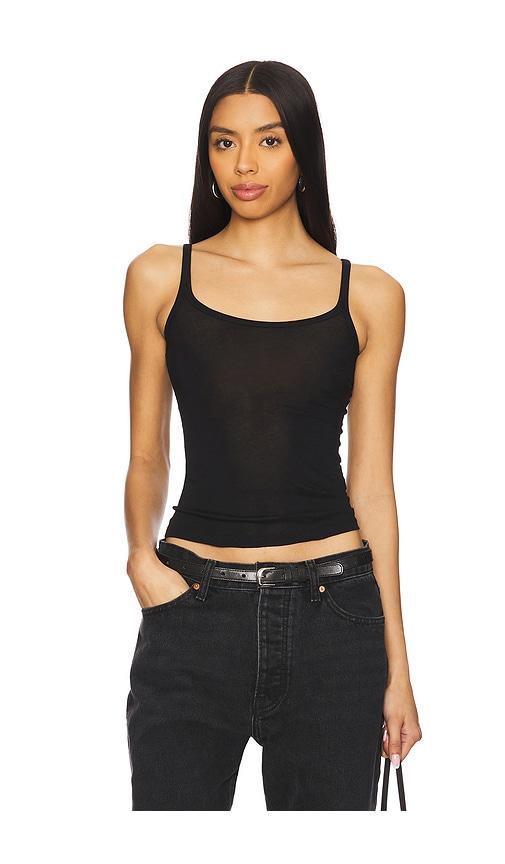 Aya Muse Scoop Tank Top in Black by AYA MUSE