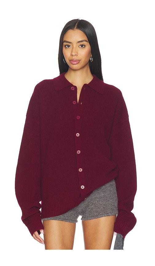 Aya Muse x REVOLVE Relaxed Knit Button Up Sweater in Wine by AYA MUSE