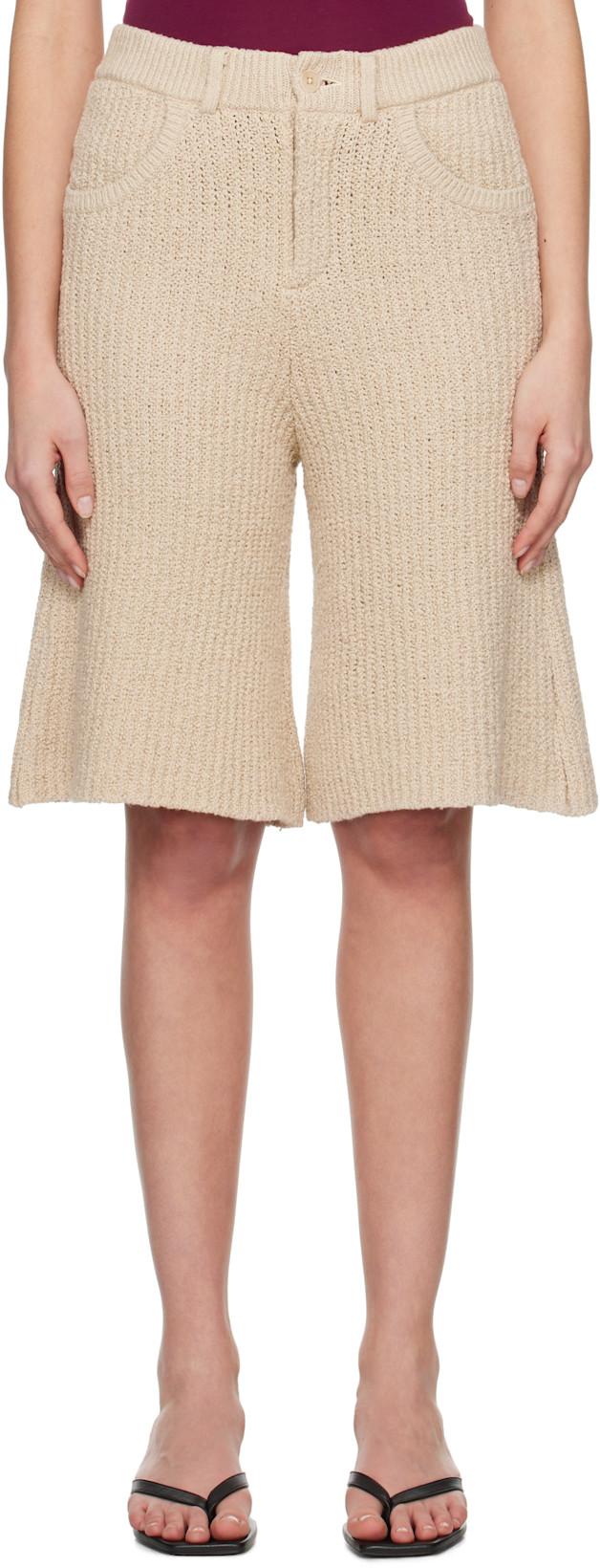 Beige Cae Shorts by AYA MUSE