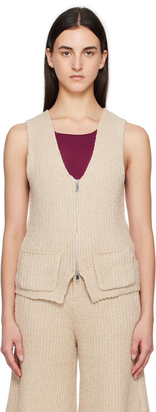 Beige Cae Vest by AYA MUSE