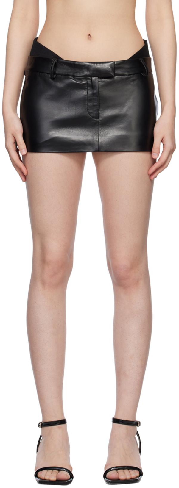 Black Oloma Faux-Leather Miniskirt by AYA MUSE