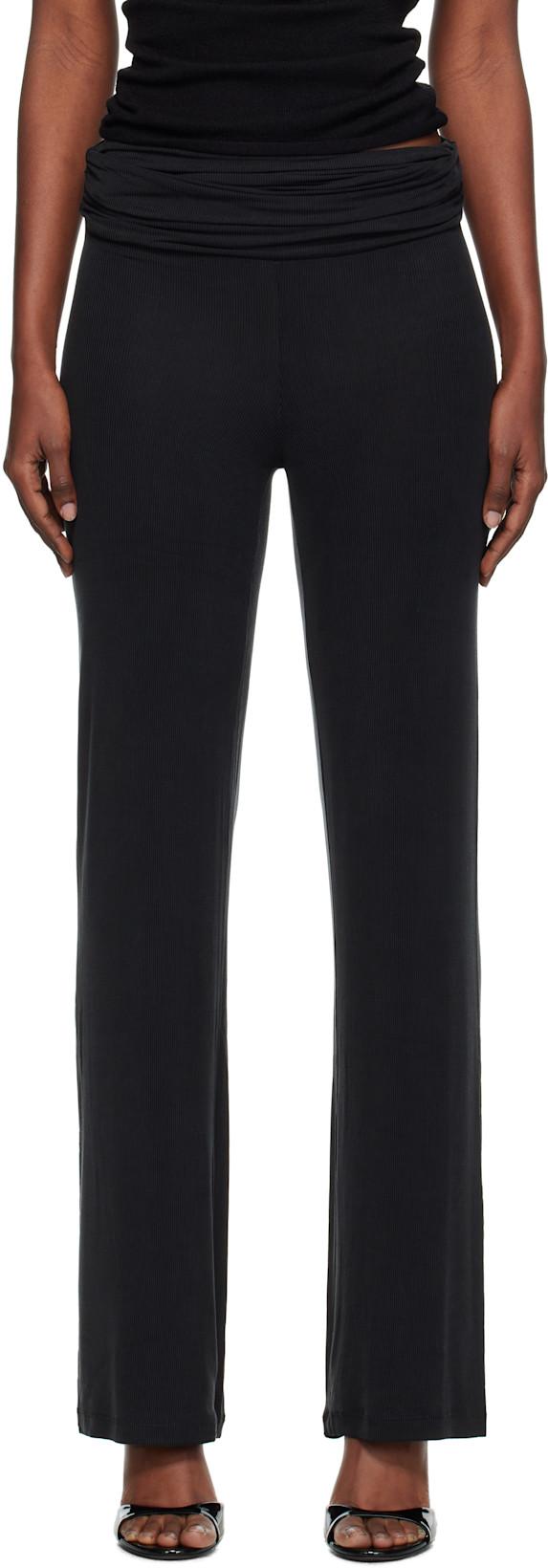 Black Ruched Fold Over Trousers by AYA MUSE