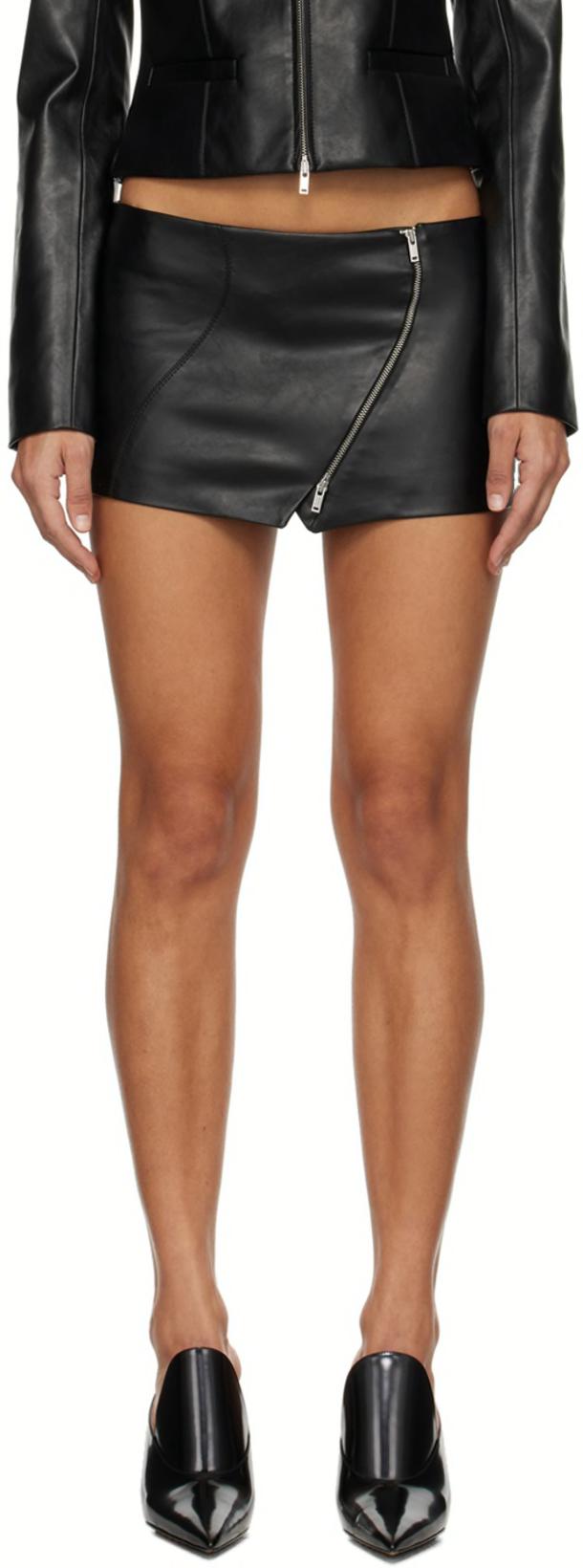 Black Ubala Faux-Leather Miniskirt by AYA MUSE