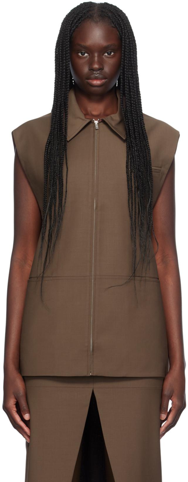 Brown Castor Vest by AYA MUSE