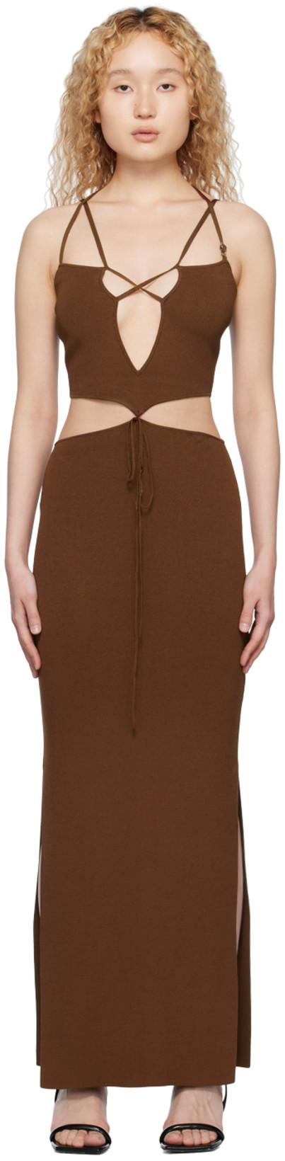 Brown Reis Maxi Dress by AYA MUSE
