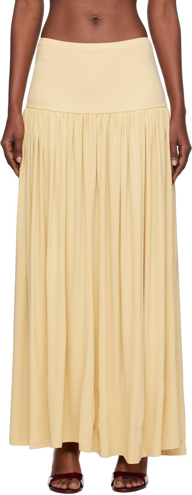 Yellow Gathered Maxi Skirt by AYA MUSE