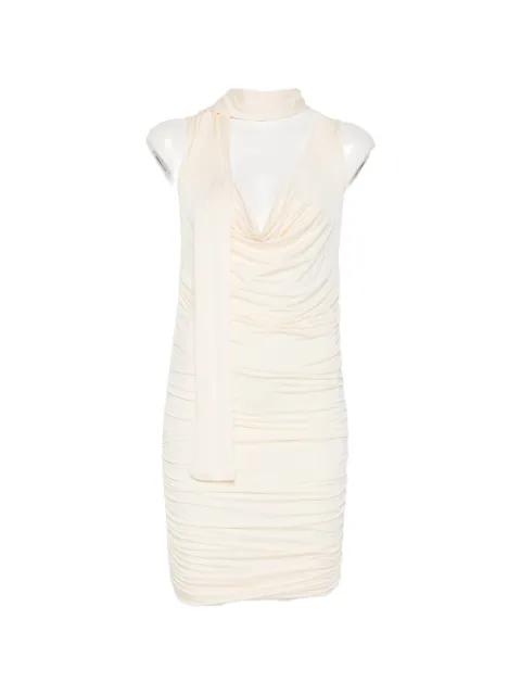 draped-meckline midi dress by AYA MUSE