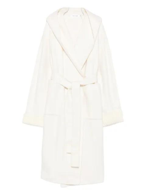 hoodied knitted-cuff coat by AYA MUSE