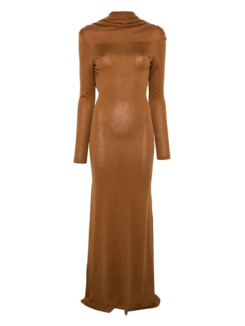 longsleeved open-back maxi dress by AYA MUSE