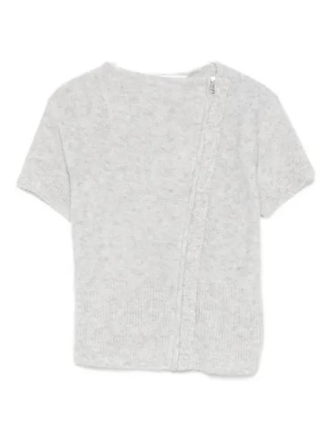zip-up knitted T-shirt by AYA MUSE
