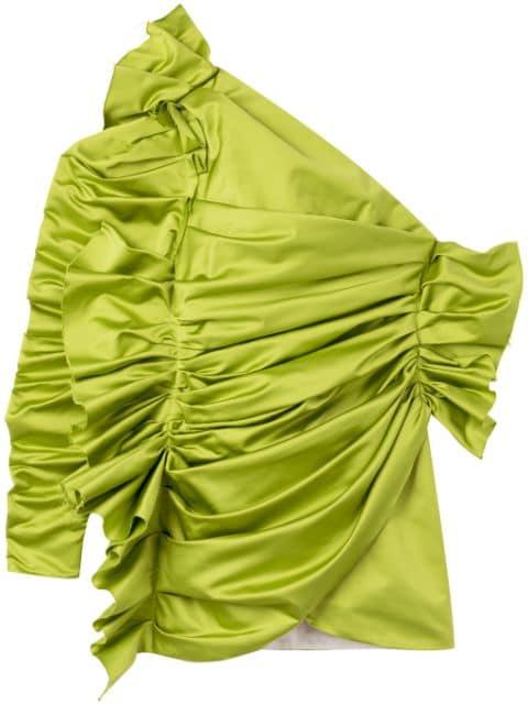 Dianthus ruched one-shoulder minidress by AZ FACTORY