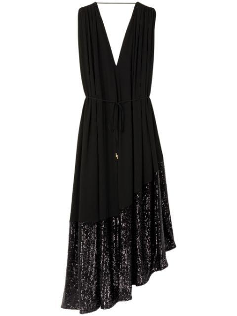 sequin-embellished pleated maxi dress by AZ FACTORY