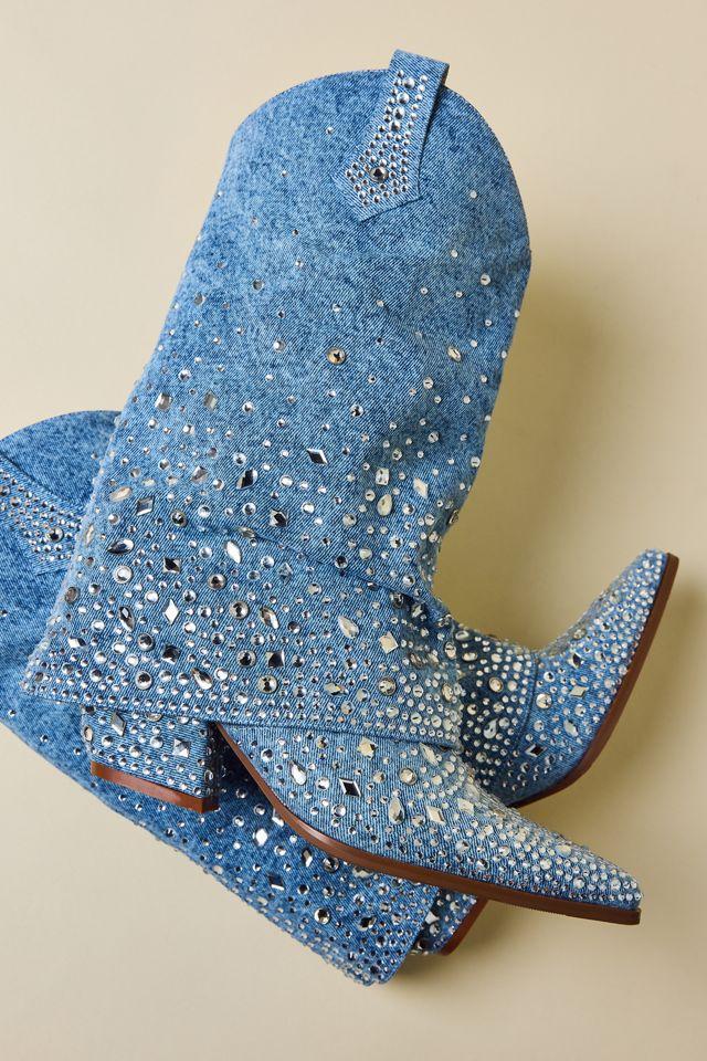 Azalea Wang Christos Denim Western Boots by AZALEA WANG