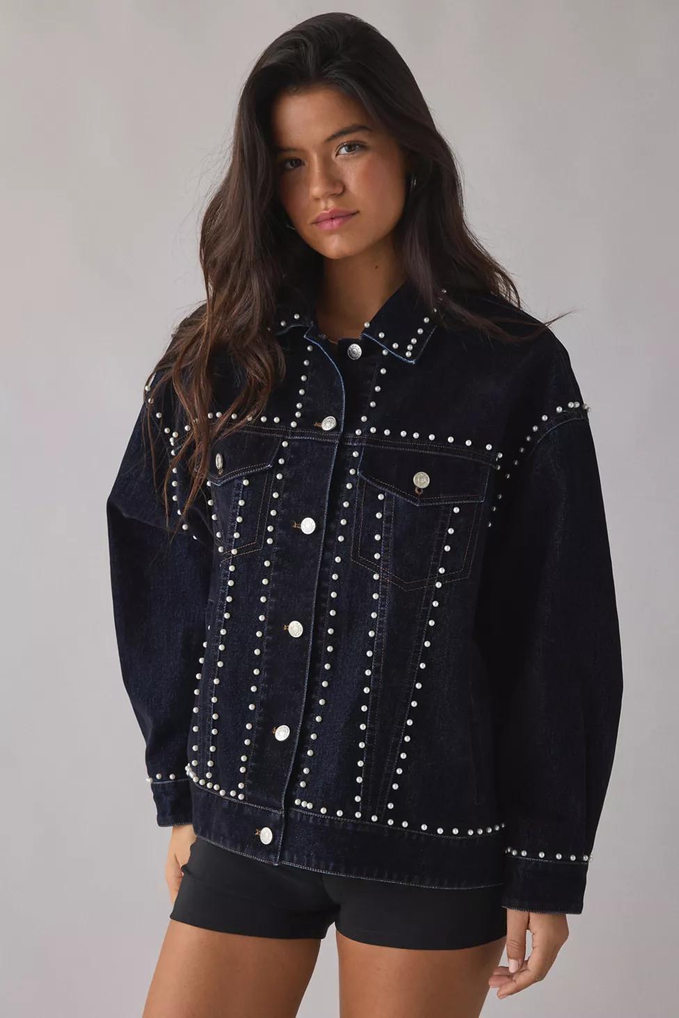 Azalea Wang Micah Studded Oversized Denim Jacket by AZALEA WANG