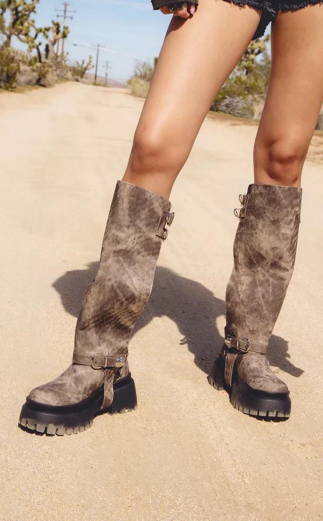 Azalea Wang Rampage Distressed 2 Way Harness Boot by AZALEA WANG