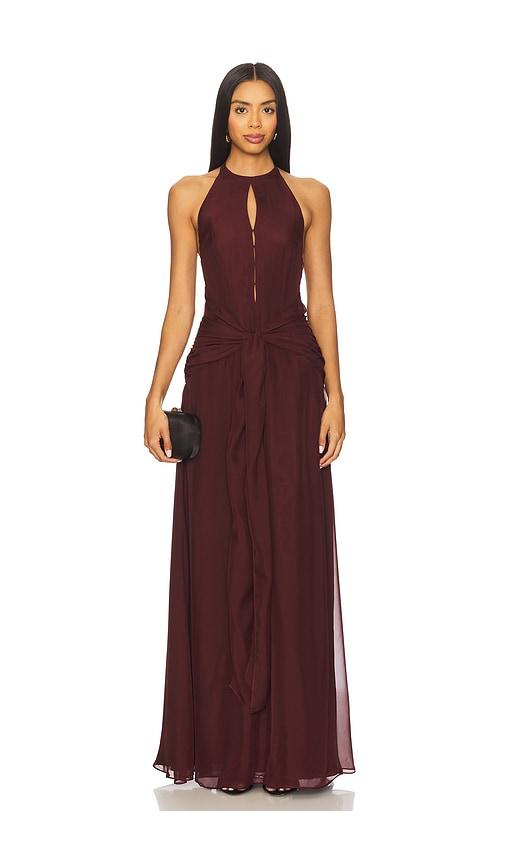 Azeeza Avya Gown in Wine by AZEEZA