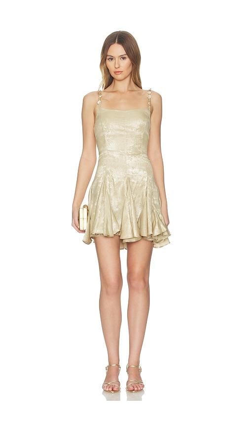 Azeeza Solenne Mini Dress in Metallic Gold by AZEEZA