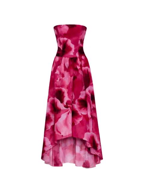 Nayara floral-print strapless midi dress by AZEEZA
