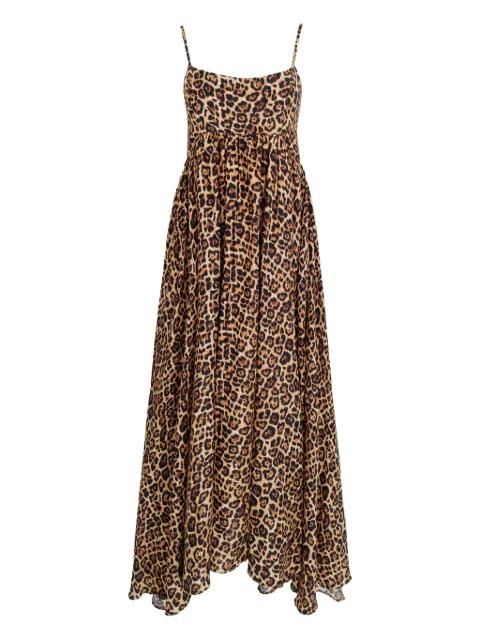 Rachel spaghetti-strap leopard-print midi dress by AZEEZA